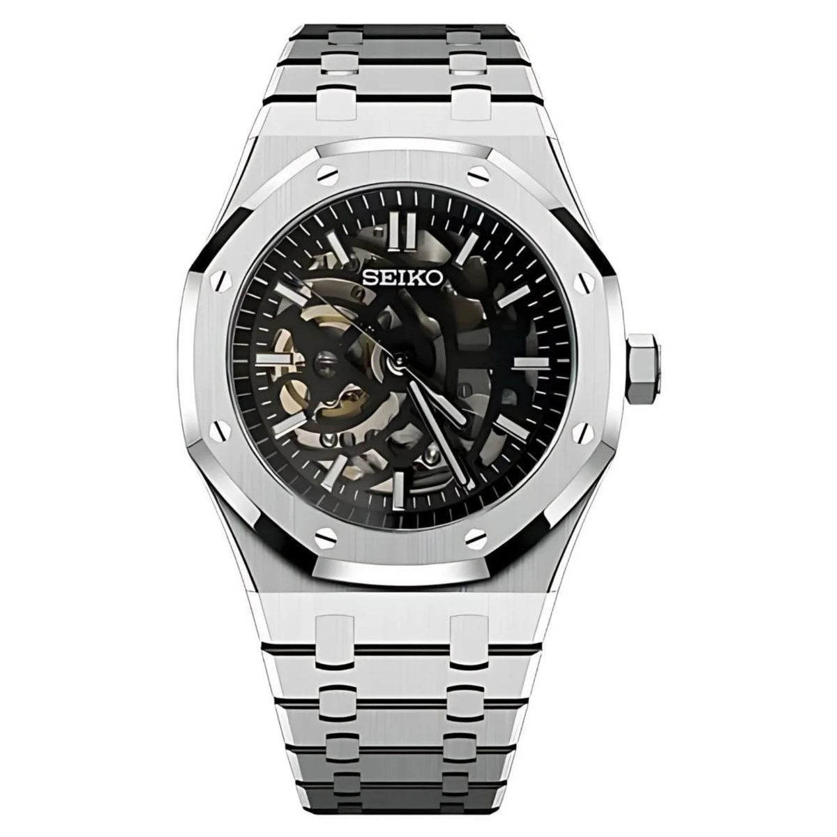 ROYAL SKELETON SILVER BLACK DIAL