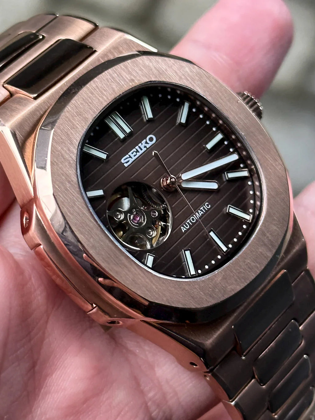 ROSE GOLD BLACK DIAL OPEN HEART