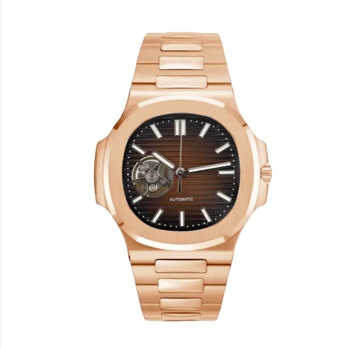 ROSE GOLD CHOCOLATE DIAL OPEN HEART