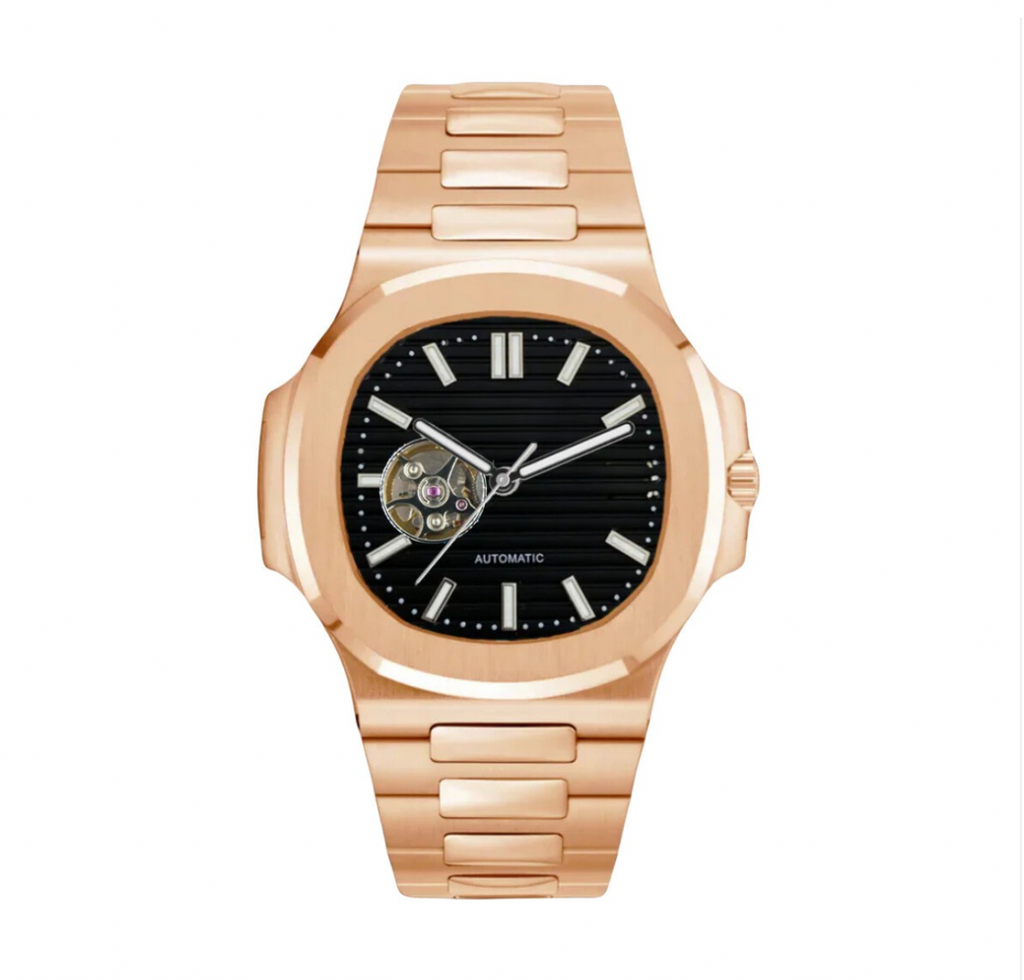 ROSE GOLD BLACK DIAL OPEN HEART