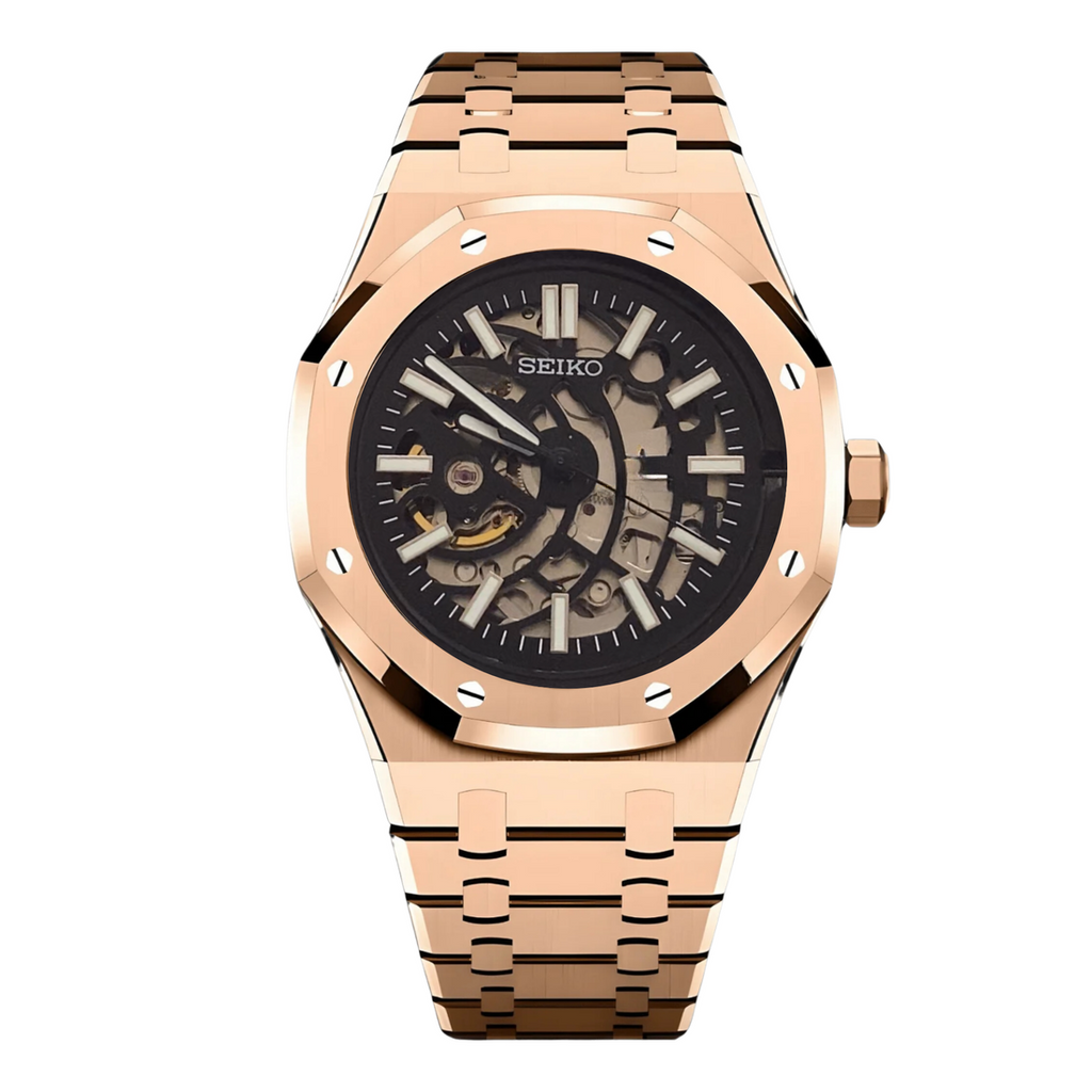 ROYAL ROSE GOLD SKELETON BLACK DIAL
