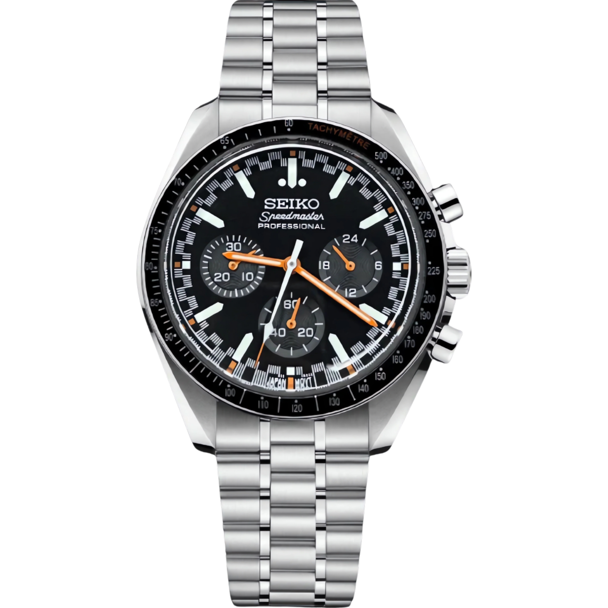 MOON BLACK AND ORANGE DIAL