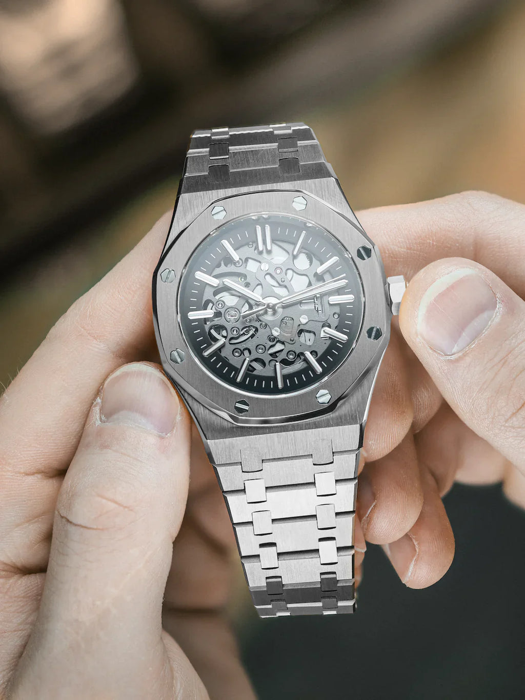 ROYAL SKELETON SILVER BLACK DIAL