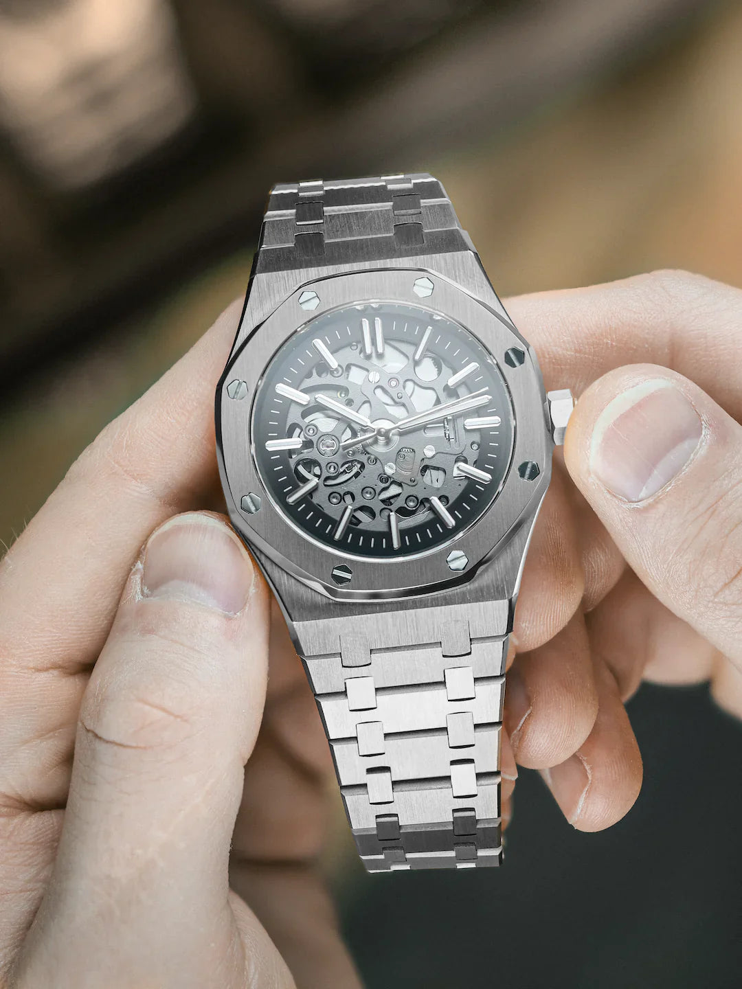 ROYAL SKELETON SILVER BLACK DIAL