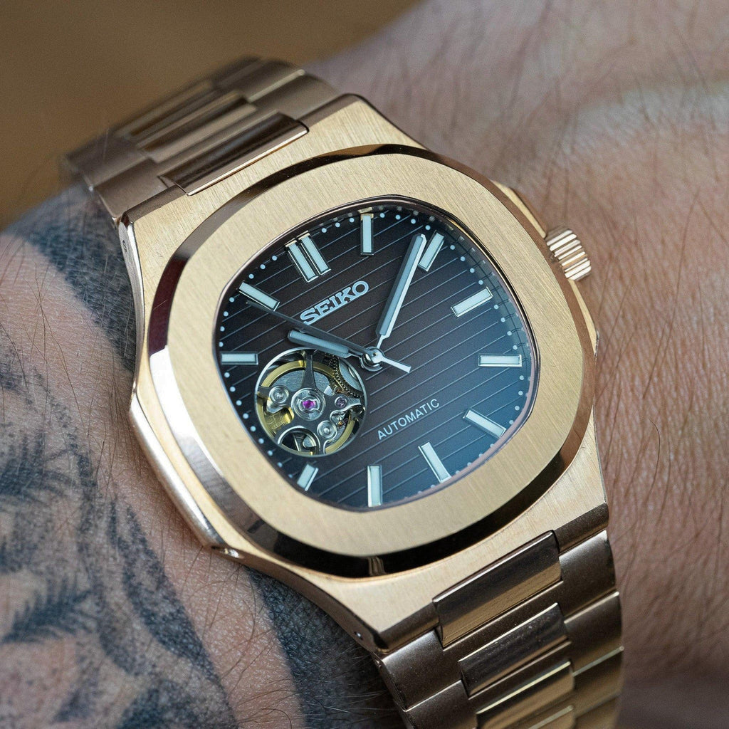 ROSE GOLD CHOCOLATE DIAL OPEN HEART