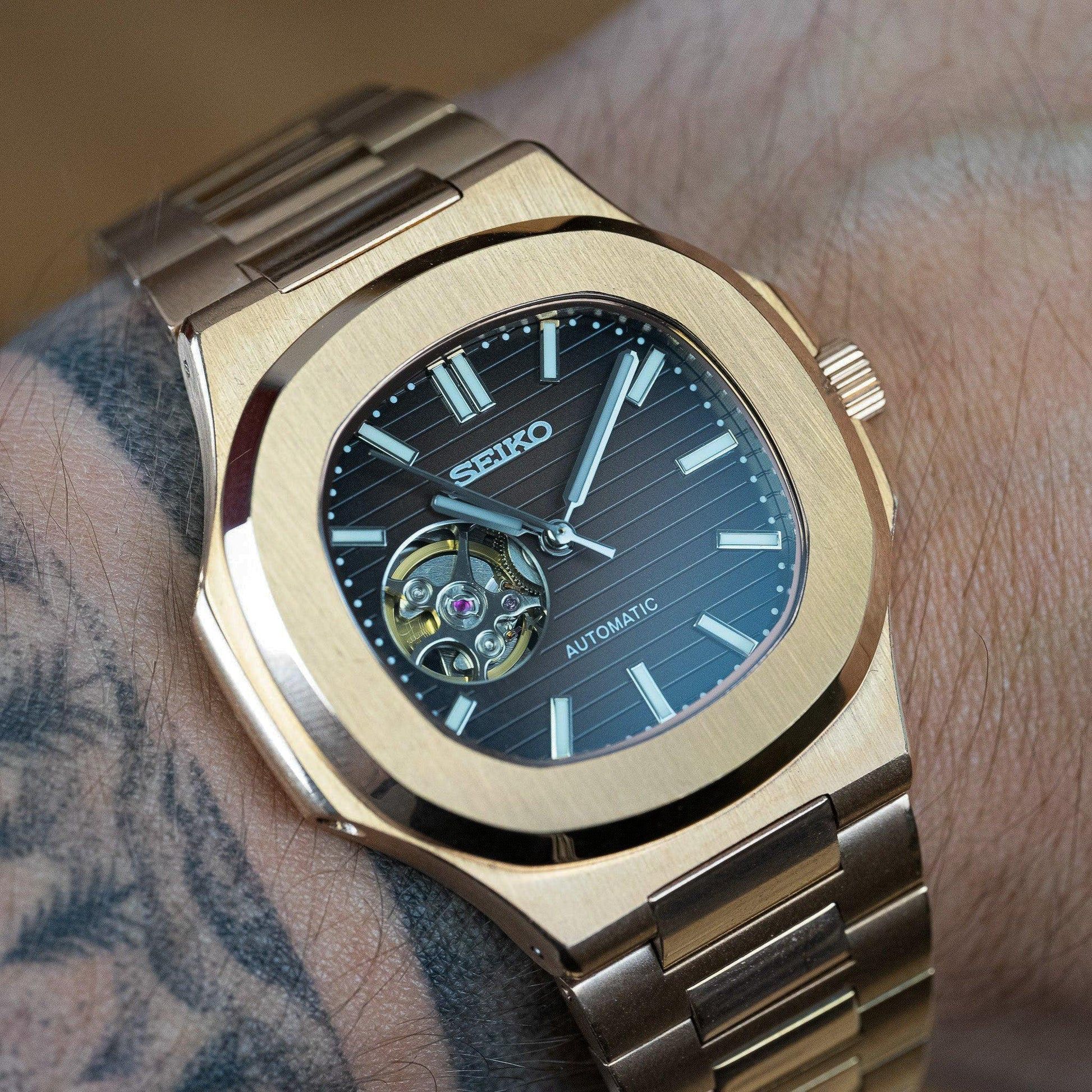 ROSE GOLD CHOCOLATE DIAL OPEN HEART
