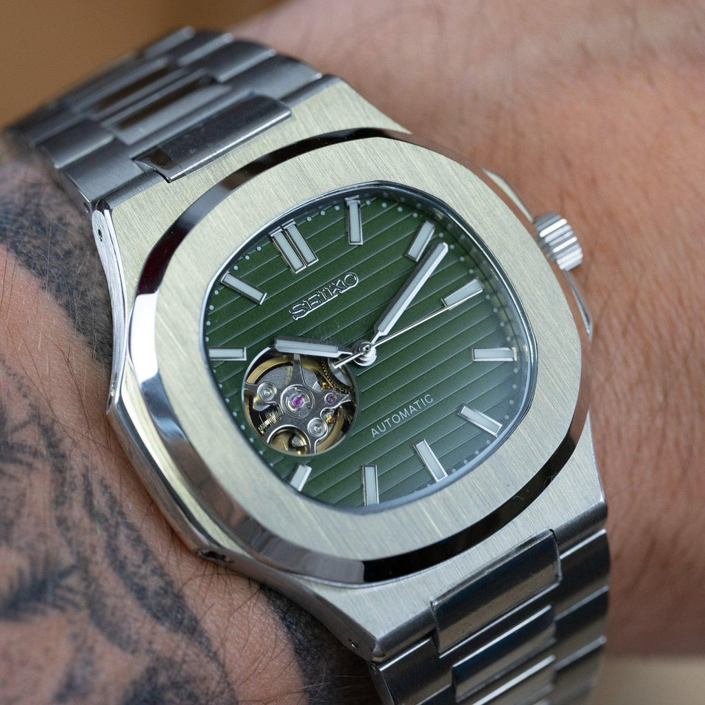 OLIVE GREEN DIAL OPEN HEART