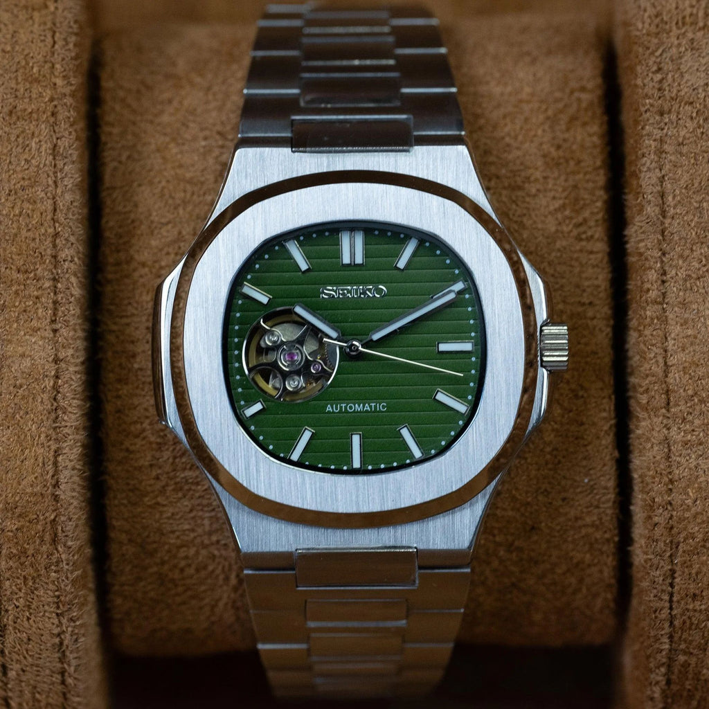 OLIVE GREEN DIAL OPEN HEART