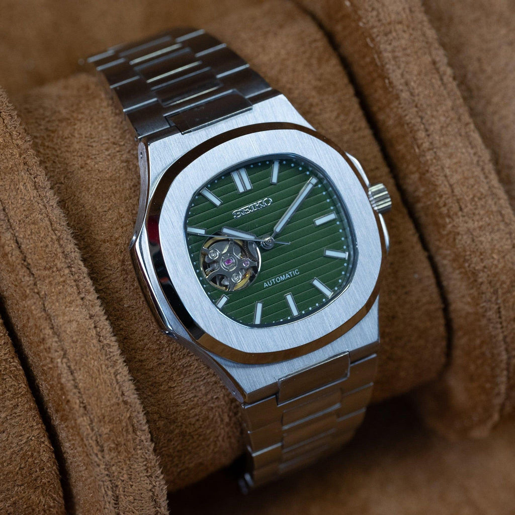 OLIVE GREEN DIAL OPEN HEART