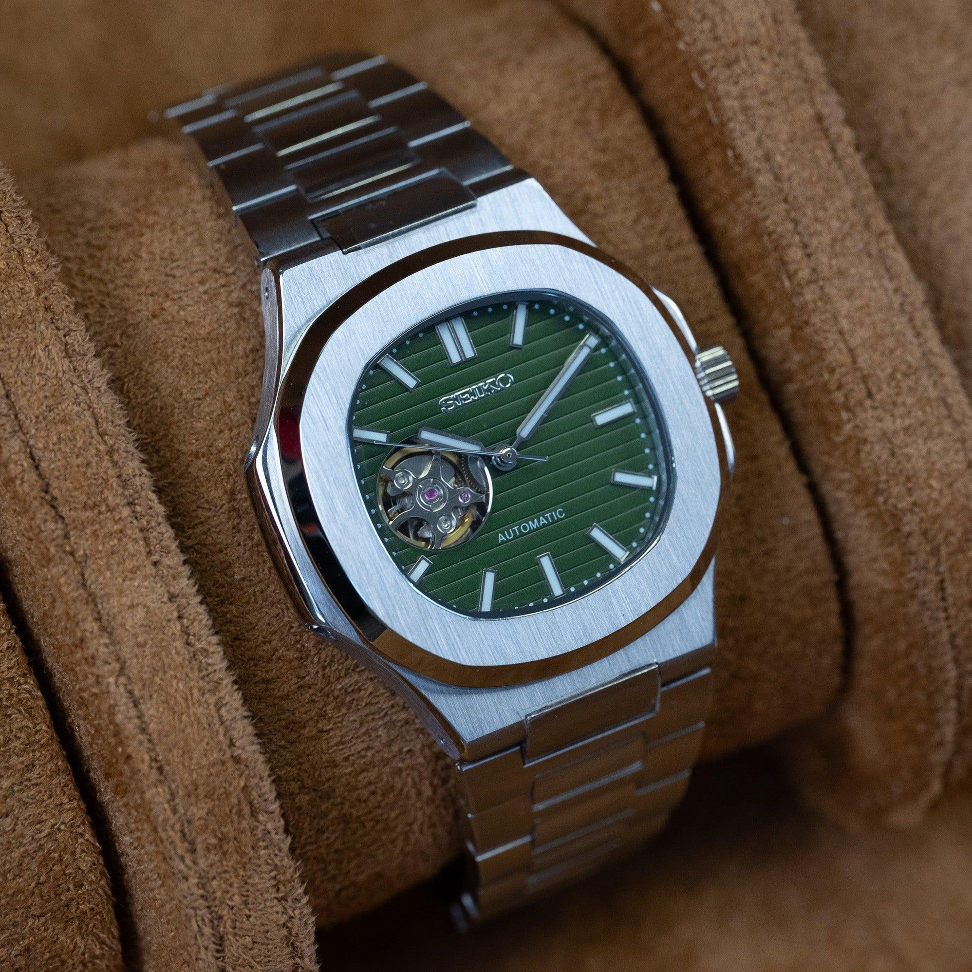 OLIVE GREEN DIAL OPEN HEART