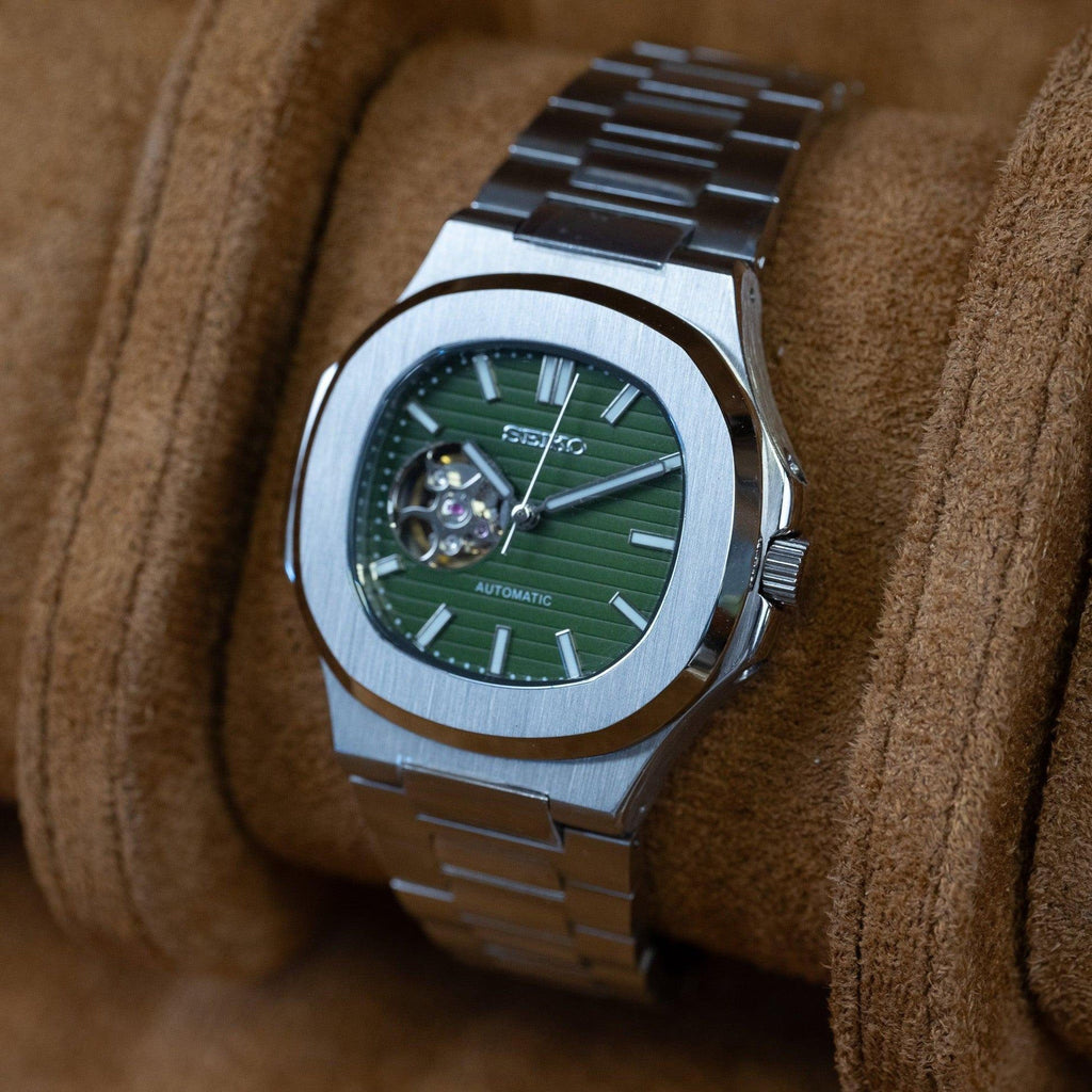 OLIVE GREEN DIAL OPEN HEART