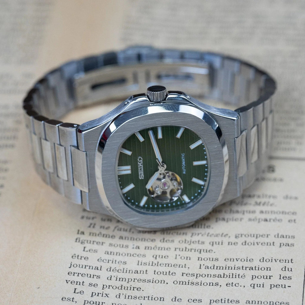 OLIVE GREEN DIAL OPEN HEART